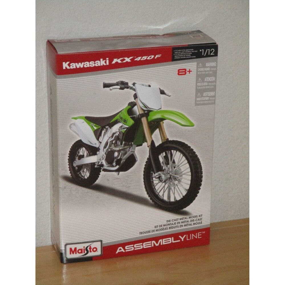 Maisto Assembly Line Die Cast Metal Model Kit Dirt Bike 1/12 Kawasaki KX 450F